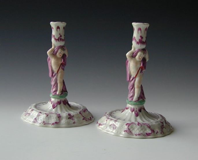 Pair European porcelain candlesticks circa 1770 | MasterArt